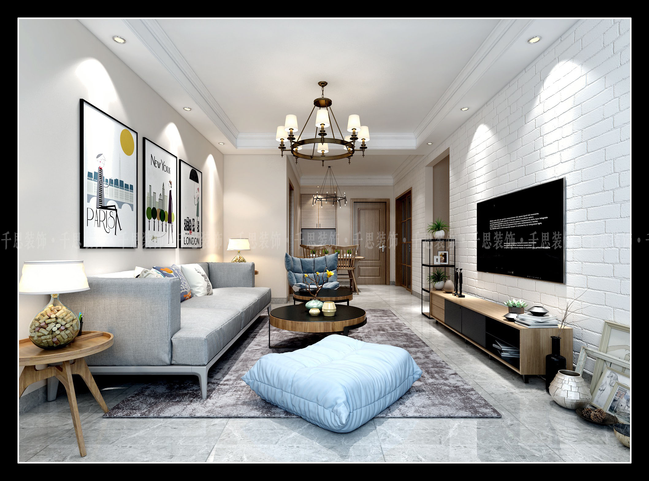 80平两房两厅现代风格装修_现代风格效果案例图_爵世名邸